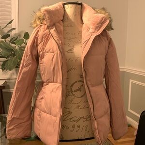 Abercrombie and Fitch Ultra Belted Parka Girls 13/14 Light Pink